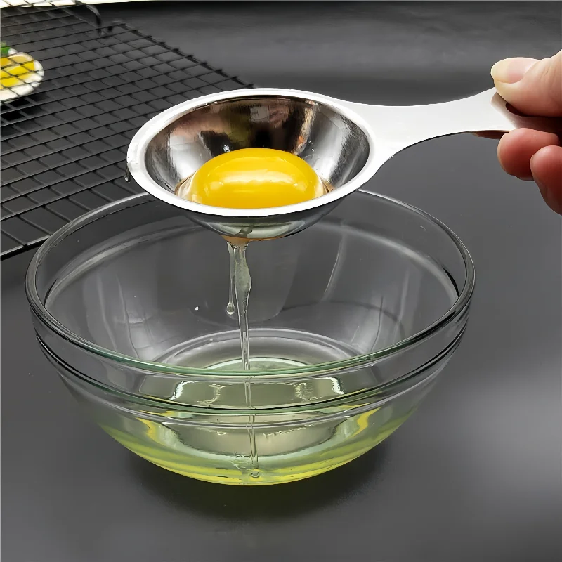 Egg Separator, Stainless Steel Egg Yolk White Filter, Food Grade Eggs Divider Sieve, Kitchen Baking Gadget Egg Extractor Tool