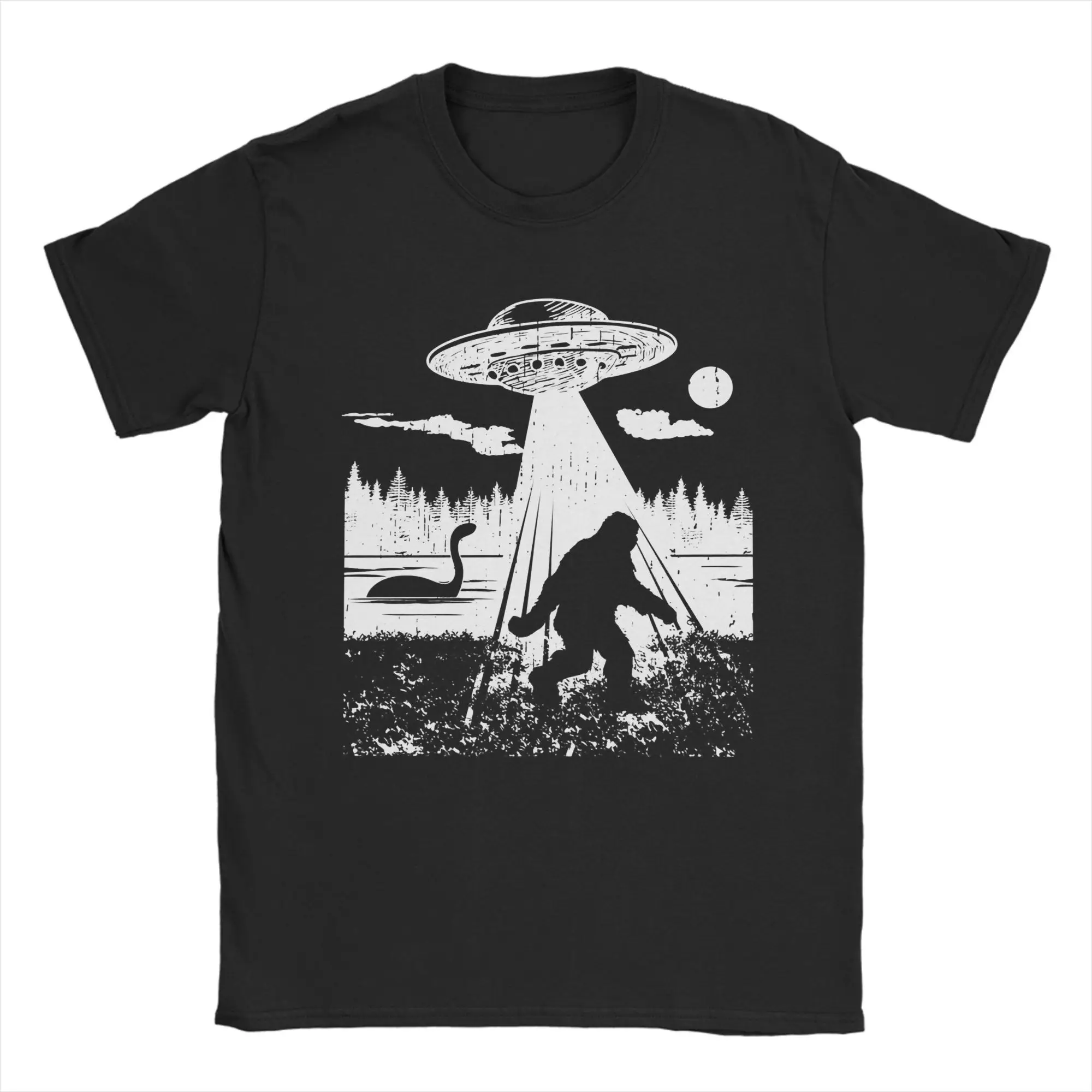 

HOT SALE Street T-shirt Beach Bigfoot UFO Abduction Bigfoot Hippie T-shirt Cotton T-shirt Man Y2K Fun Print Short Sleeve T-shirt
