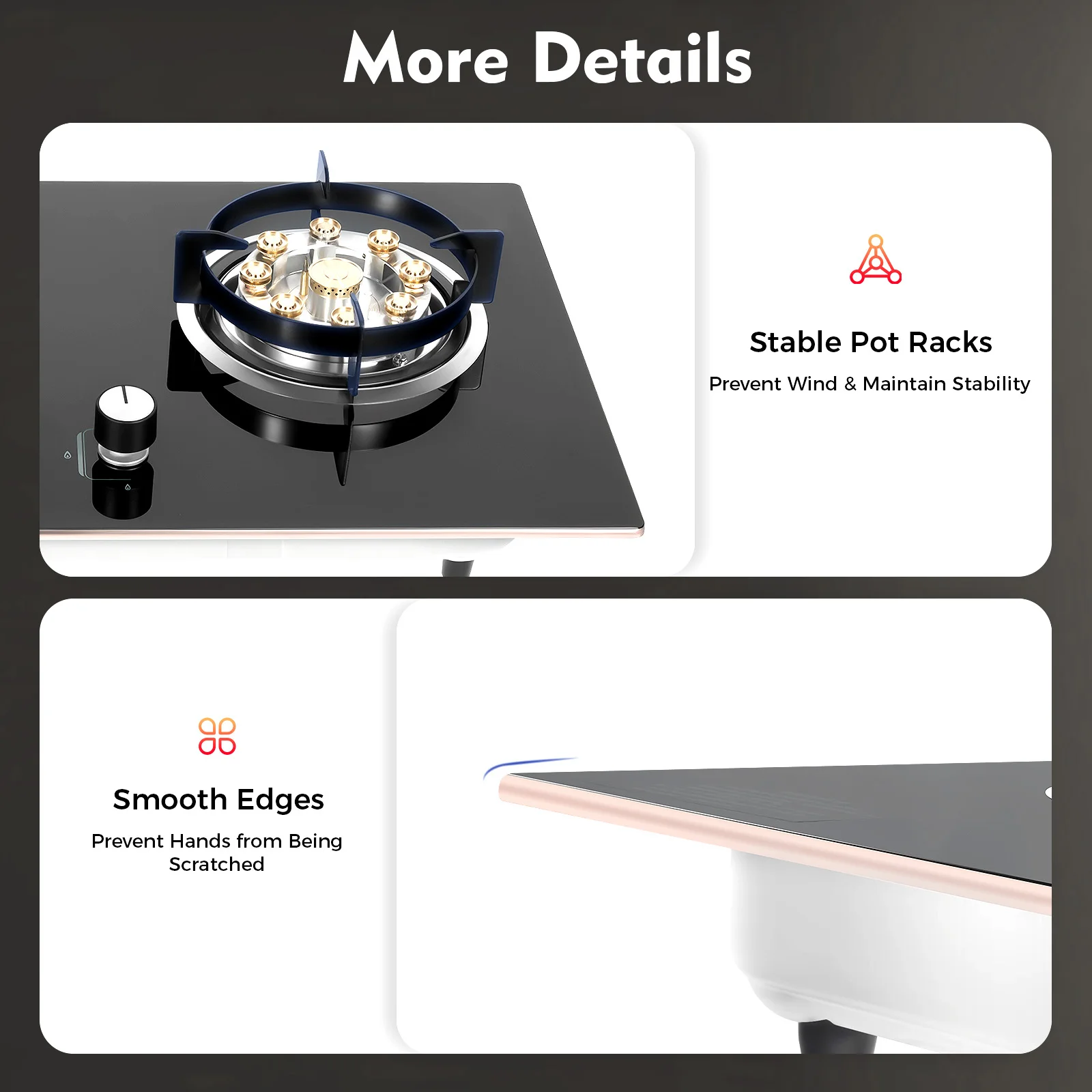 Fornello a gas a doppio fuoco, cottura efficiente Risparmio energetico e stabile Avviamento rapido Facile da regolare per la cucina domestica in famiglia