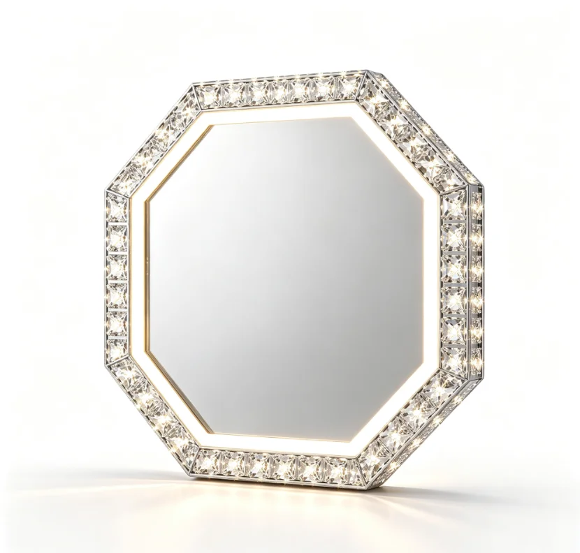 Deluxe crystal frame luminous mirror, multi-scene wall-mounted LED makeup mirror, suitable for entrance dresser