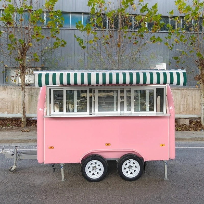 Modern Food Trailer Concession Cart With Foldable Counter Extension For Customer Convenience Professional Street Catering Cart