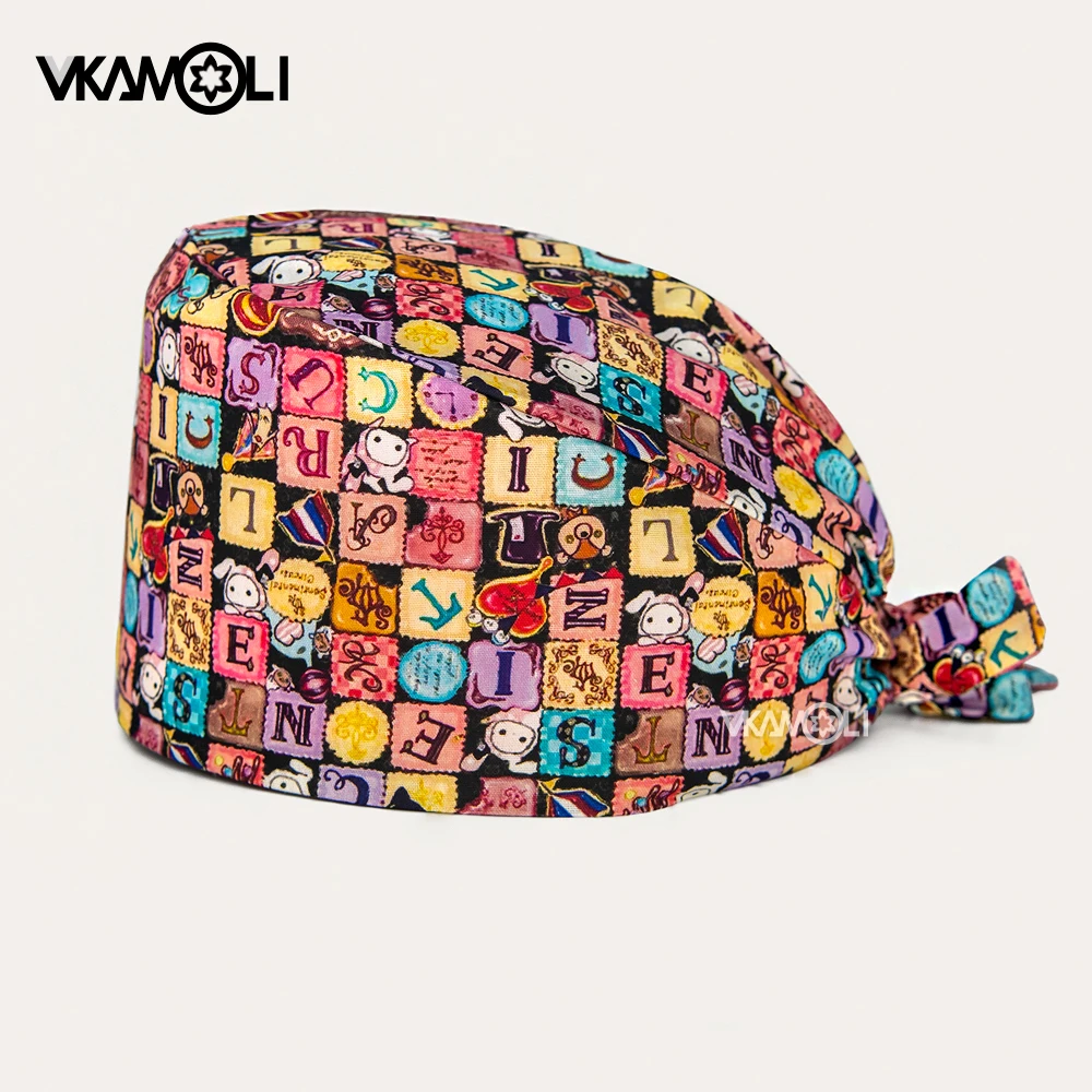 Gorro de enfermera de Navidad para mujer y hombre, gorros de enfermera Multicolor, turbante de vendaje ajustable, gorros de Médico Quirúrgico