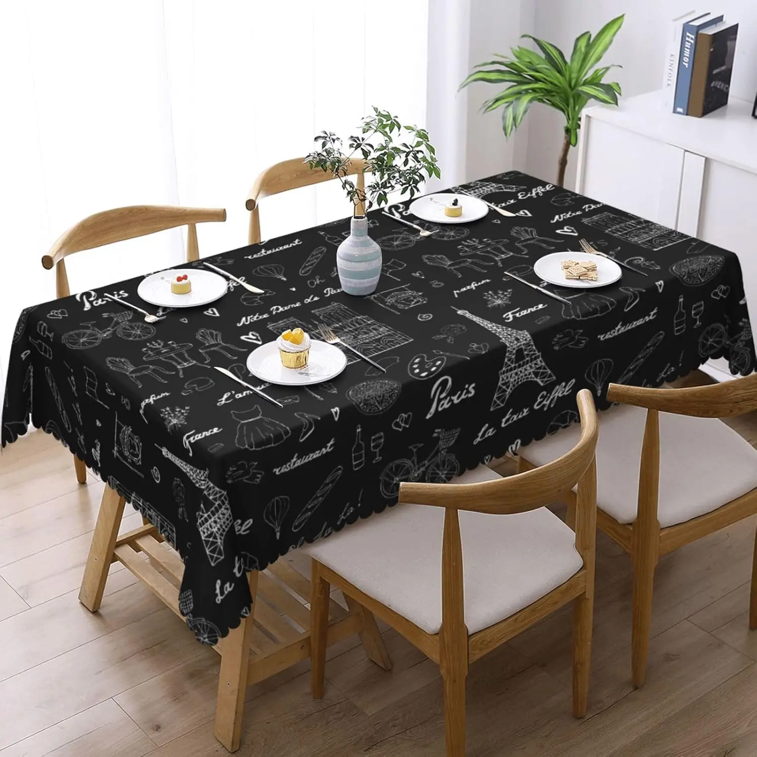 Eiffel Tower Tablecloth France Paris Romance Art Modern Table Cover Wrinkle Resistant Kitchen Dining Party Decoration