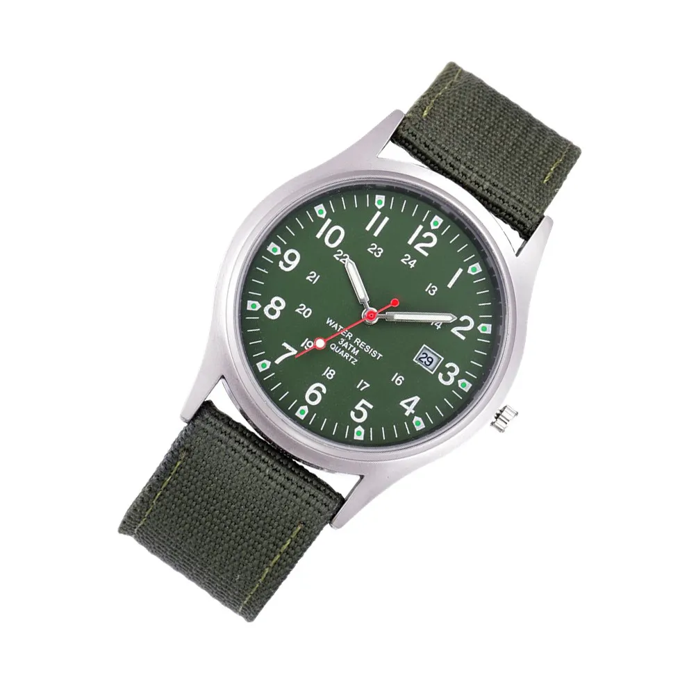 

1 шт. Стильные мужские наручные часы с дисплеем даты, холщовый ремешок, неброский роскошный дизайн для любого случая, модный военный стиль