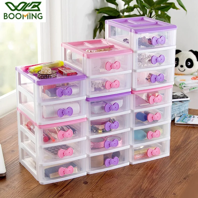 WBBOOMING Small Jewelry Storage Box Drawer Type Plastic Office Desktop Cosmetics Storage Box Multi-layer Storage Cabinet