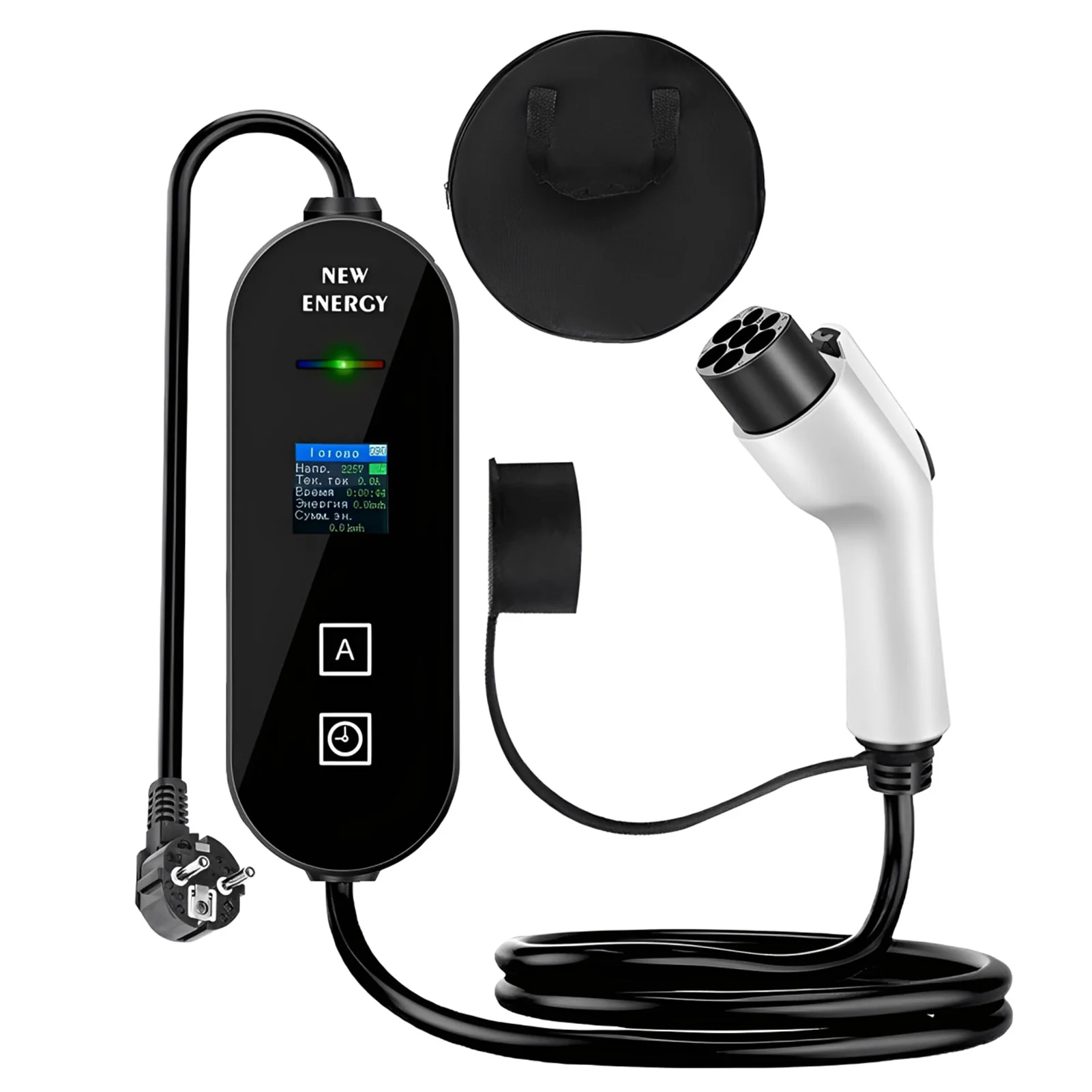 Портативное зарядное устройство для электромобилей 3,5 кВт, 16 А, GBT, зарядное устройство для электромобилей, 5 м, зарядный кабель для электромобиля, портативный зарядный блок с русским дисплеем