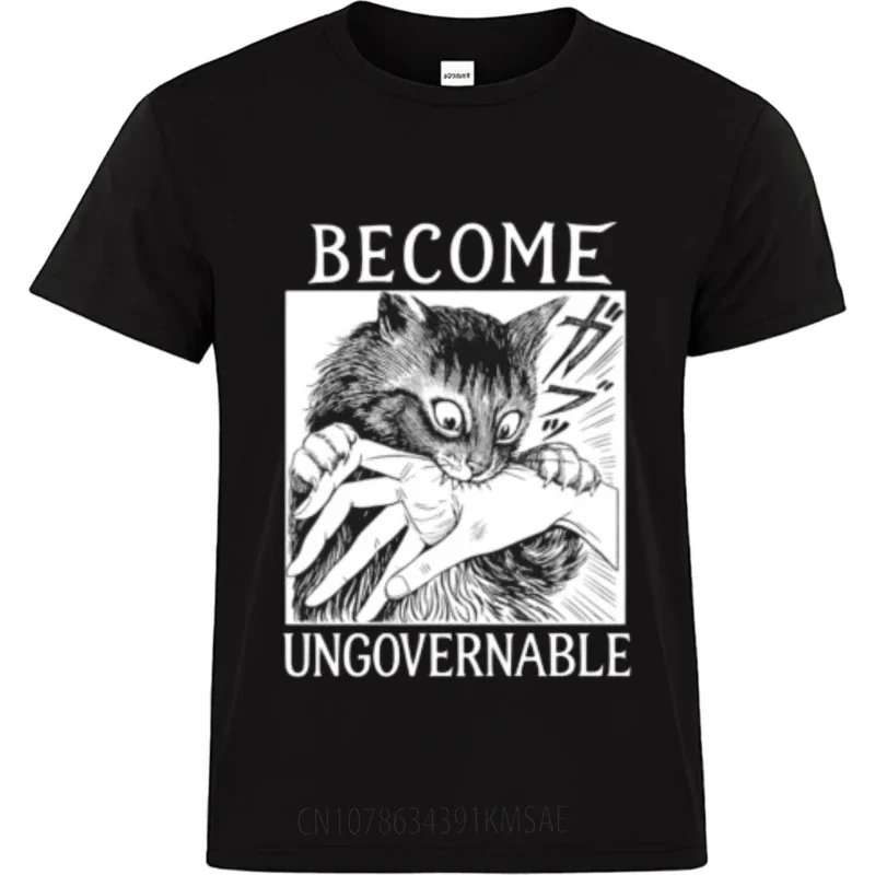 Cheap T-shirt Street Wear Men Oneck Tshirt Fashion Become Cat Clawing Hand Ungovernable Minimalist Man Top Tees Men's T-shirt