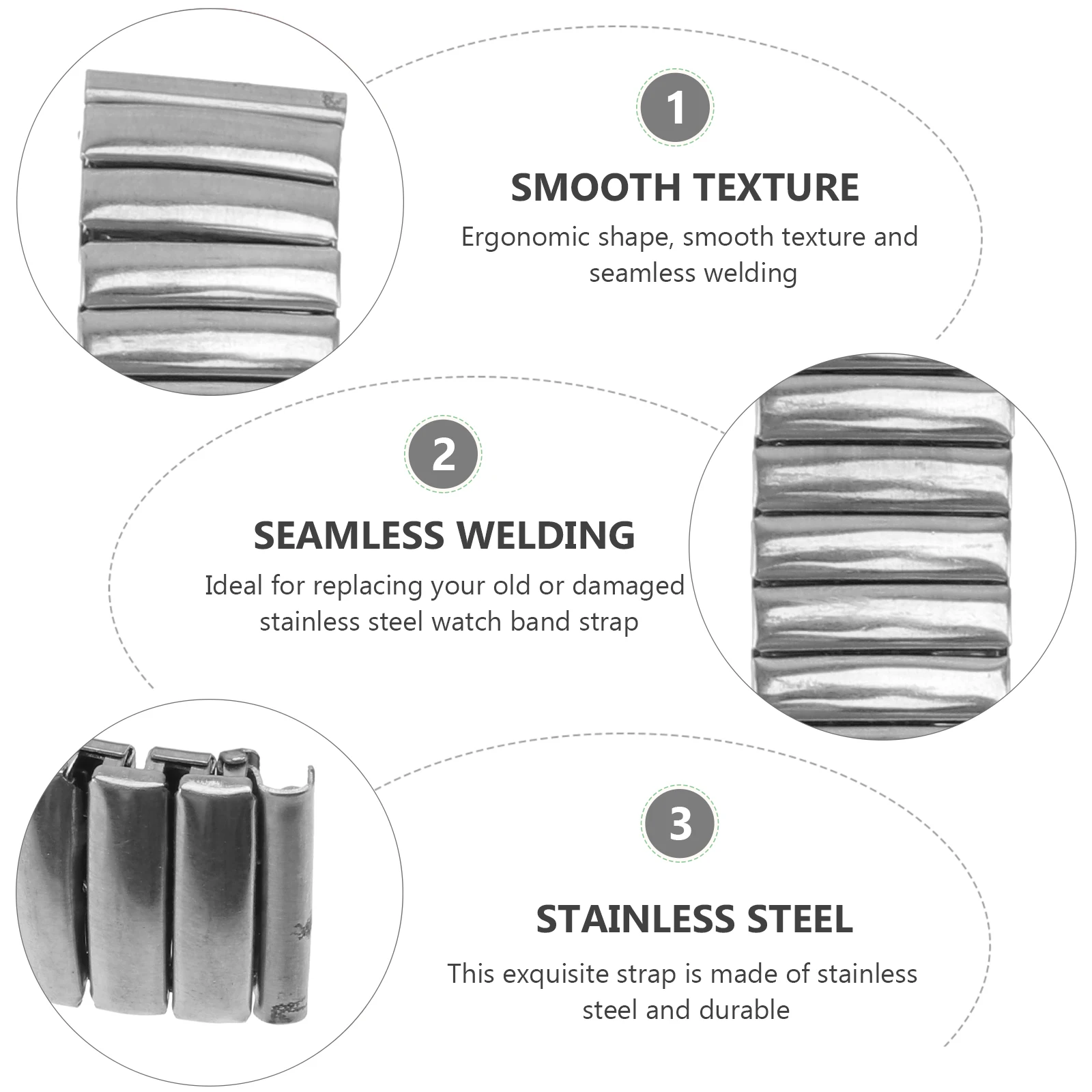 

1Pcs Delicate Stainless Steel Comfortable Elastic Watch Strap For Men Stylish Daily Use Wristband