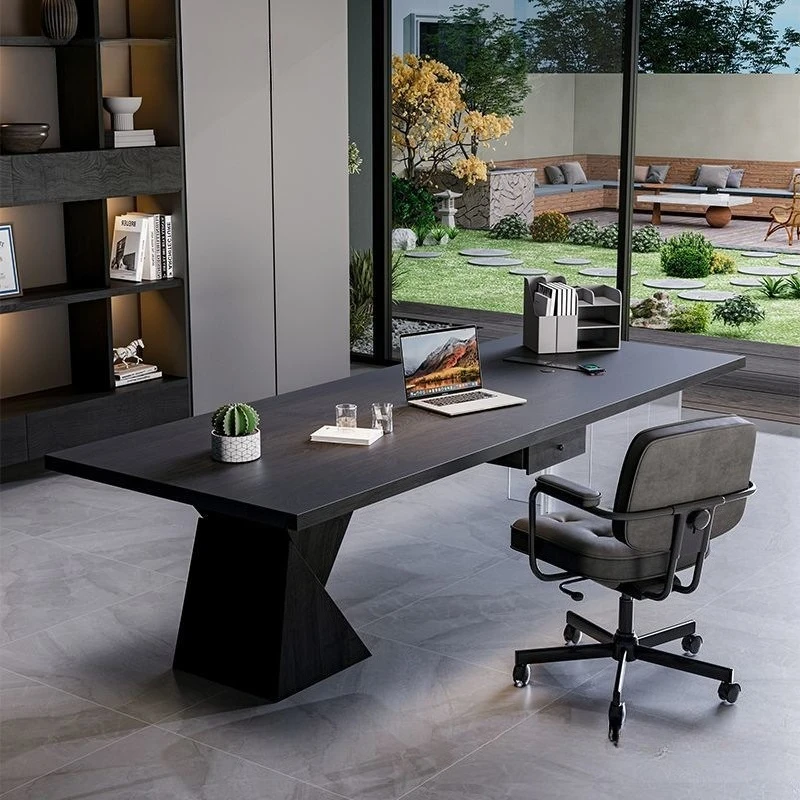 

Solid wood desk boss table workbench modern simple office president computer desk light luxury desk