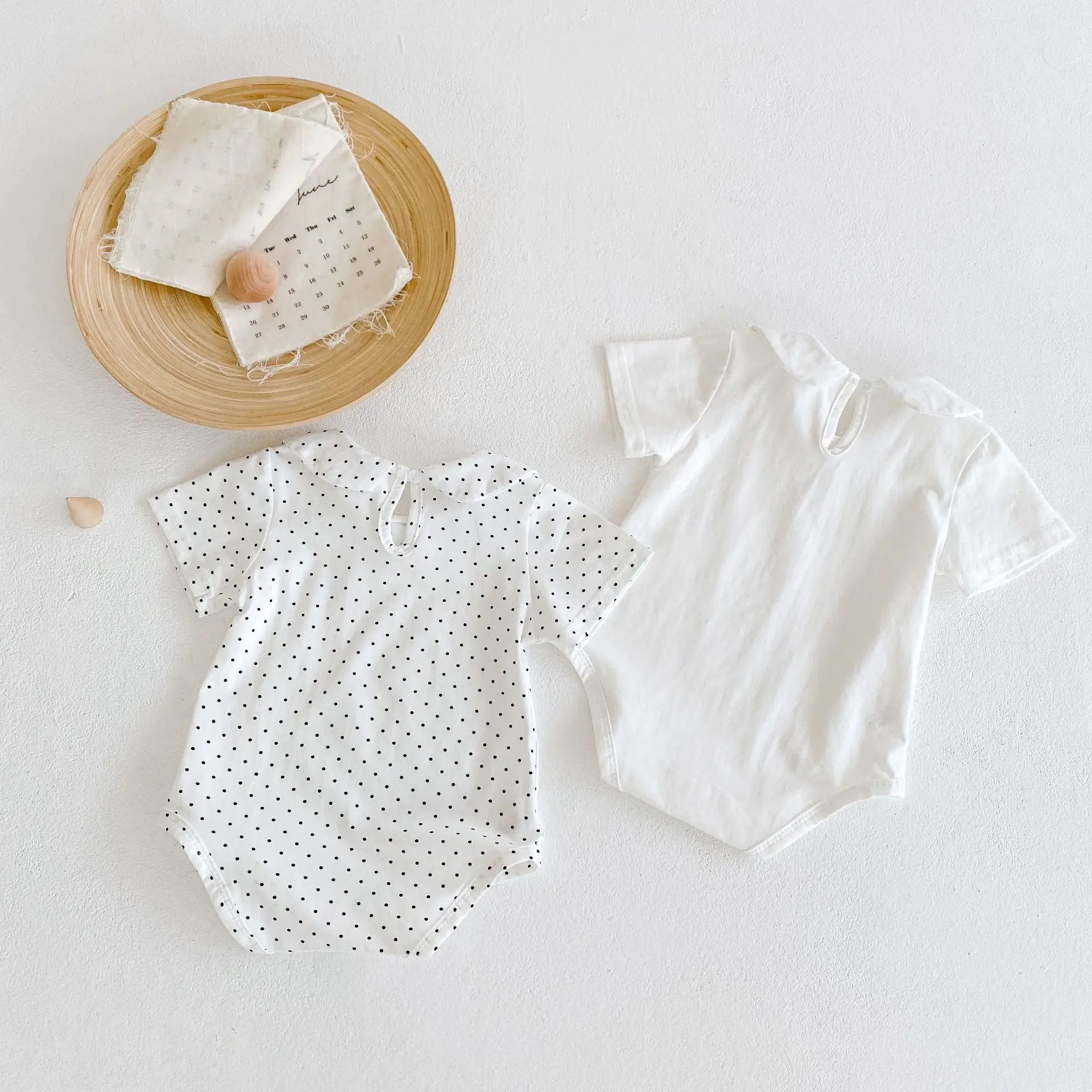 INS 2022 newborn baby clothes girl Summer Infant and Children Baby dot base doll collar romper jumpsuit