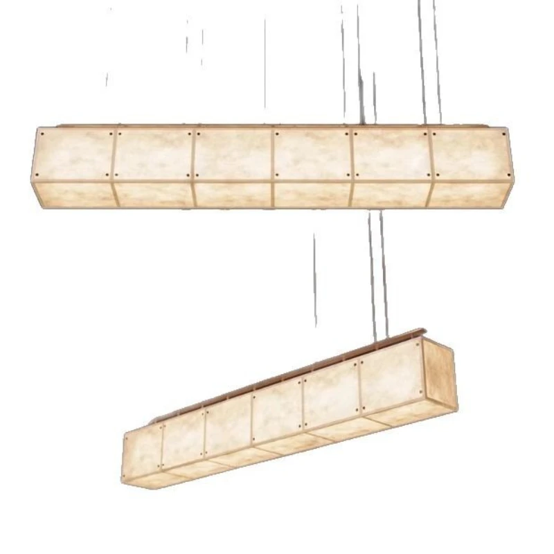 

Designer Nordic light luxury minimalist square box long chandelier hotel clubhouse