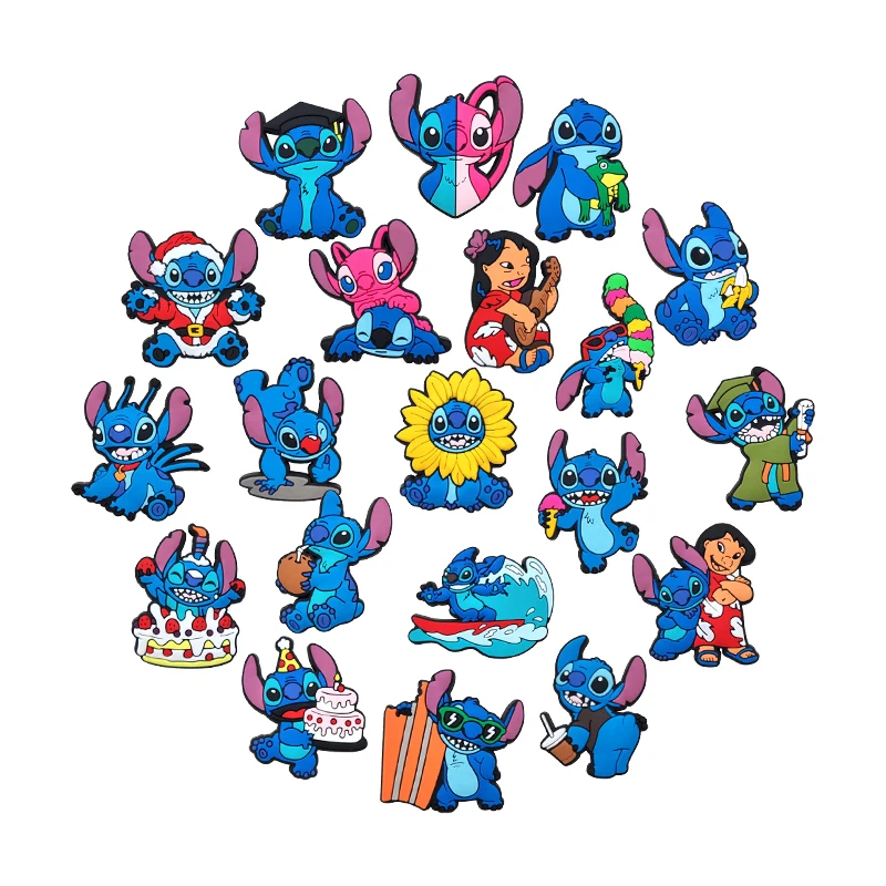 16-50PCS MINISO Disney Cartoon Stitch Shoe Charms PVC Decorations New high-quality models Detachable Waterproof For Party Gifts