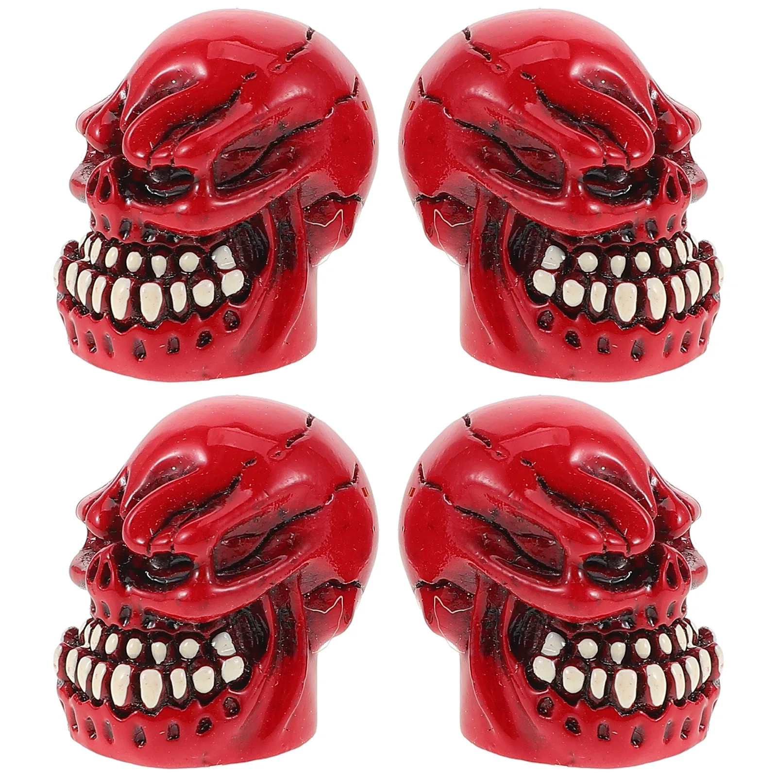 

4pcs Skull Tire Valve Caps Resin Car Motorcycle Valves Stylish Fluorescent Dustproof Stem Caps Vehicle Accessories