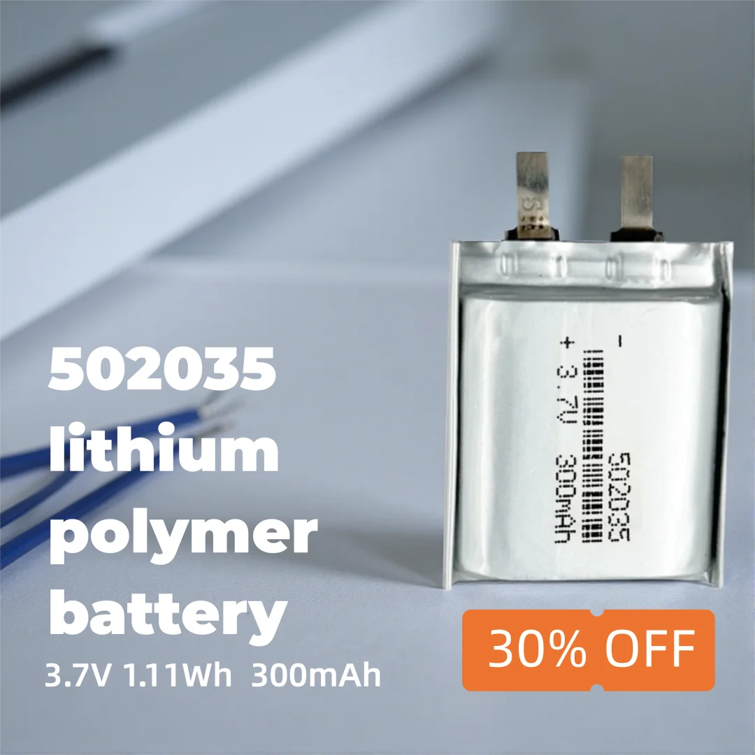 

High-Performance Li-ion Polymer Battery 502035 3.7V 300mAh Reliable Rechargeable Cell for Mini Electronics, LED Devices, DIY Too