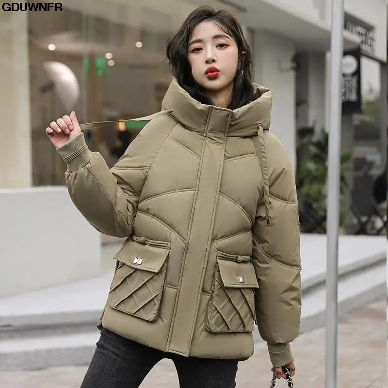 2024 New Women Cotton Padded Jacket  Korean Loose Hooded Cotton Coat Women Parkas Winter Plus Size Outwear Women Winter Jacket