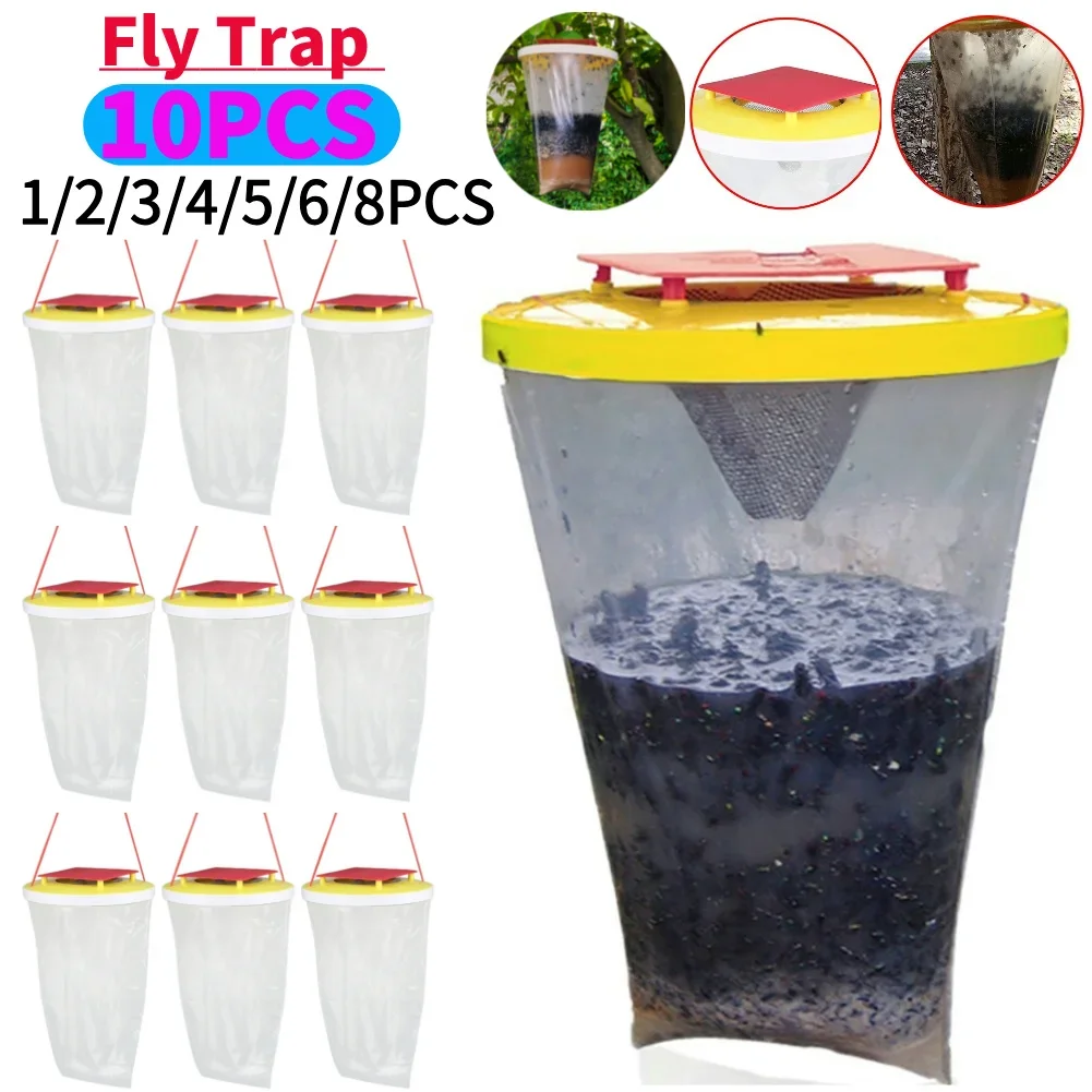 1-10Pcs Disposable Flies Catching Bag Mosquito Trap Catcher Hanging Flies  Catcher Non Toxic For Outdoor Farms Garden Canteens