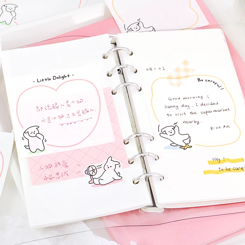 100Pcs Cute Puppy Memo Pad DIY Scrapbook Diary Decoration Notes Paper Korean Message Notepad Kawaii Stationery