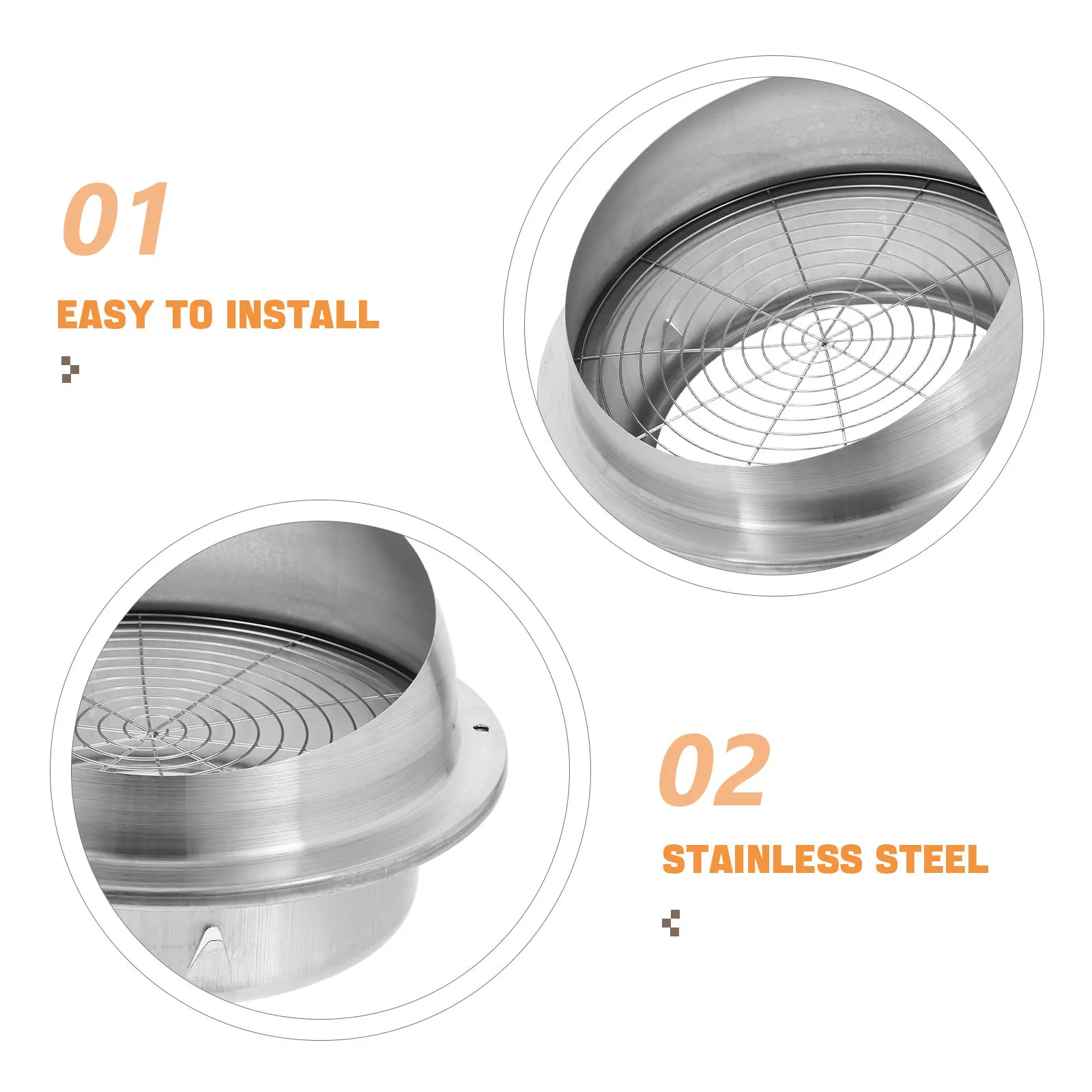 Stainless Steel Ventilation Hood Ball-Shaped Exhaust Vent Cap Exterior Wall Range Hood Vent Cover Efficient Airflow