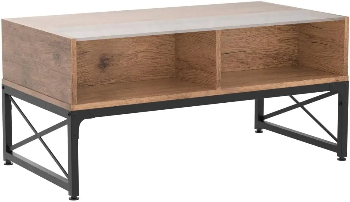 Bestier LED Coffee Tables for Living Room,Wood Center Table with Glass Top Game Night. 42 Inch Room Grey Wash