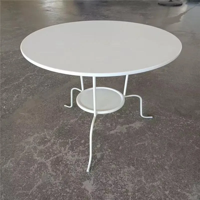 Modern White Round Side Table Double Metal Coffee Table Simple Style for Living Room Bedroom Home Furniture