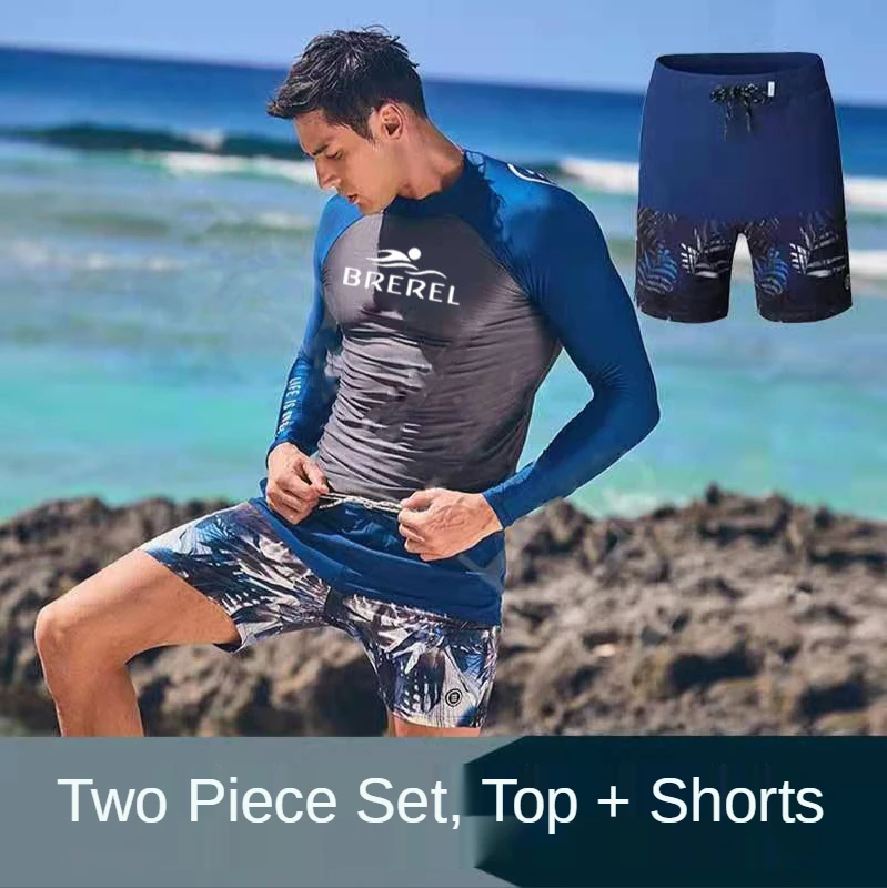 Swimsuit Suit Long-sleeved Swimsuit Diving Suit Sunscreen Jellyfish Suit Trousers Split Surf Suit Snorkeling Beach Wear for men