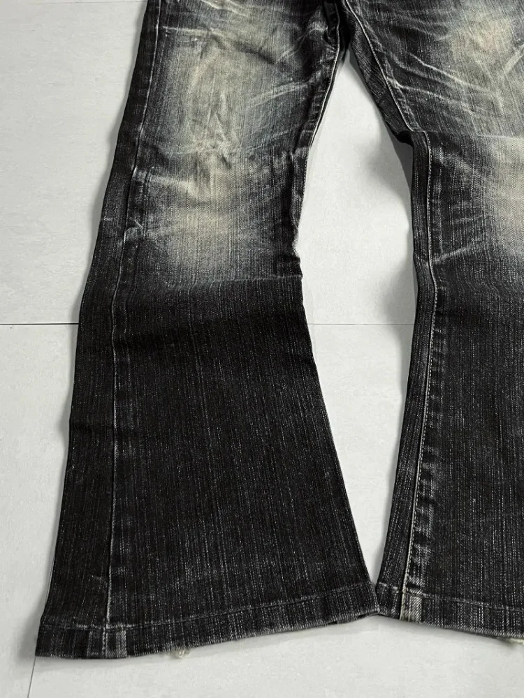 Deeptown Vintage Y2k Bootcut Jeans Women Man Distressed Flared Jeans Retro Grunge Streetwear Boyfriend Style Washed Denim Pants