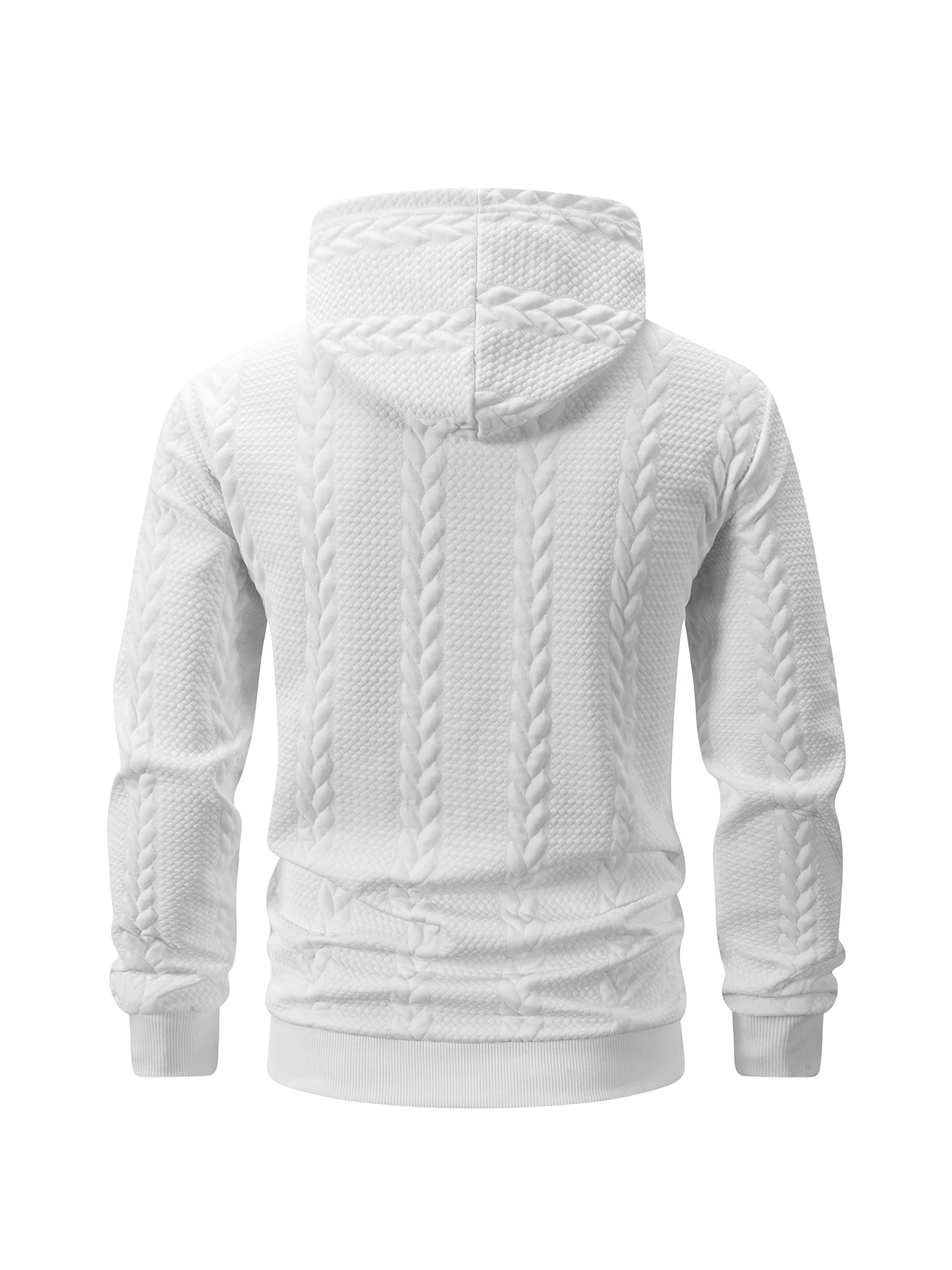 Unique Cable Jacquard Knit Men Zip Hoodie Jacket Sturdy Smooth Zipper Adjustable Hood Elastic Rib Edge Casual Sweatshirt ForCity