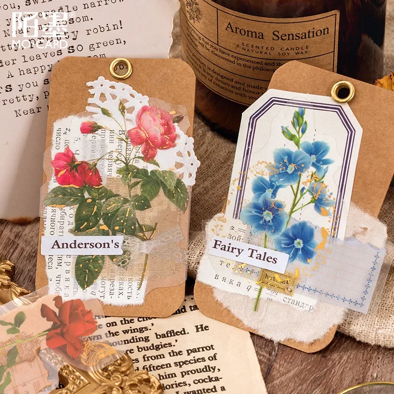 30pcs/pack Forest Collage Poem Series PET Sticker Bag Fresh Literature Flowers Art Gilding Hand Book Decoration