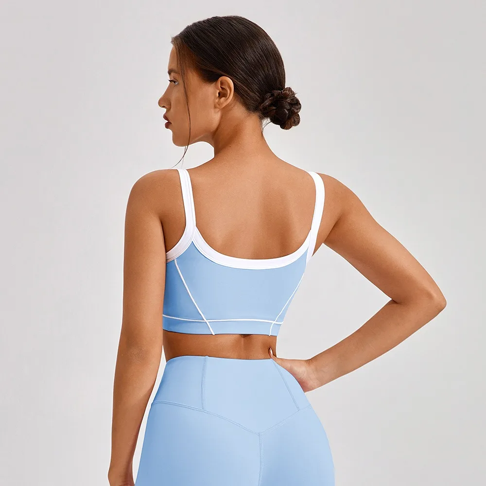 Colour Blocking Sports Top Woman Gym Yoga Padded Bra Women Clothing Female Underwear Women\'s Fitness Top