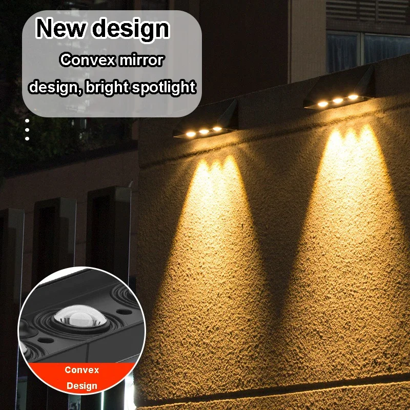 Imagem -05 - Outdoor Impermeável Solar Wall Light Lâmpada Led Iluminação Automática à Noite Jardim Quintal ou Varanda Iluminação ao ar Livre Ip54 pc