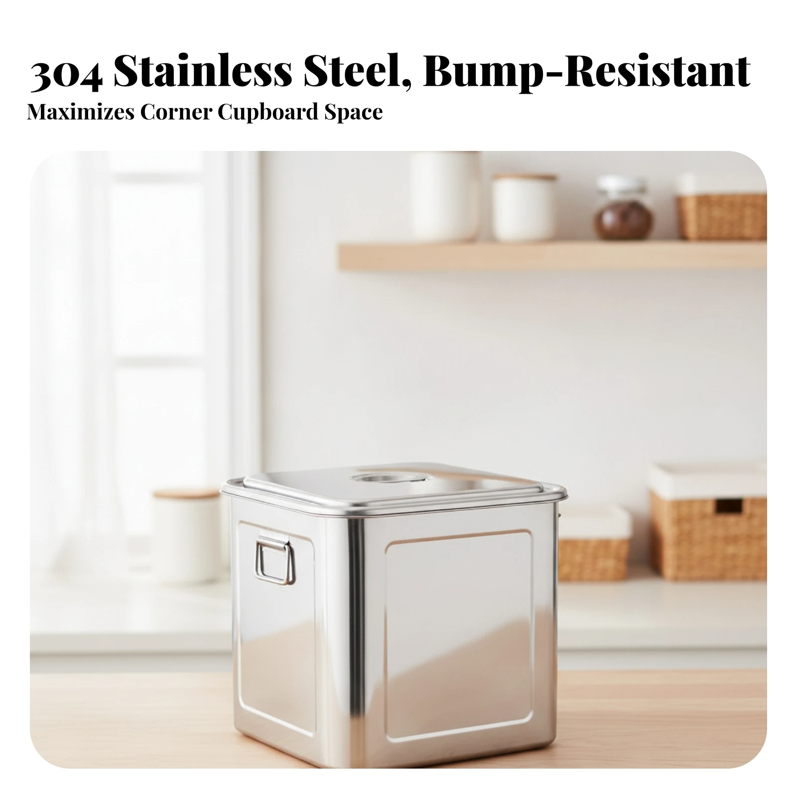 Food Storage Metal Box - Kulplu Kare Gıda Saklama Kabı, Uzun