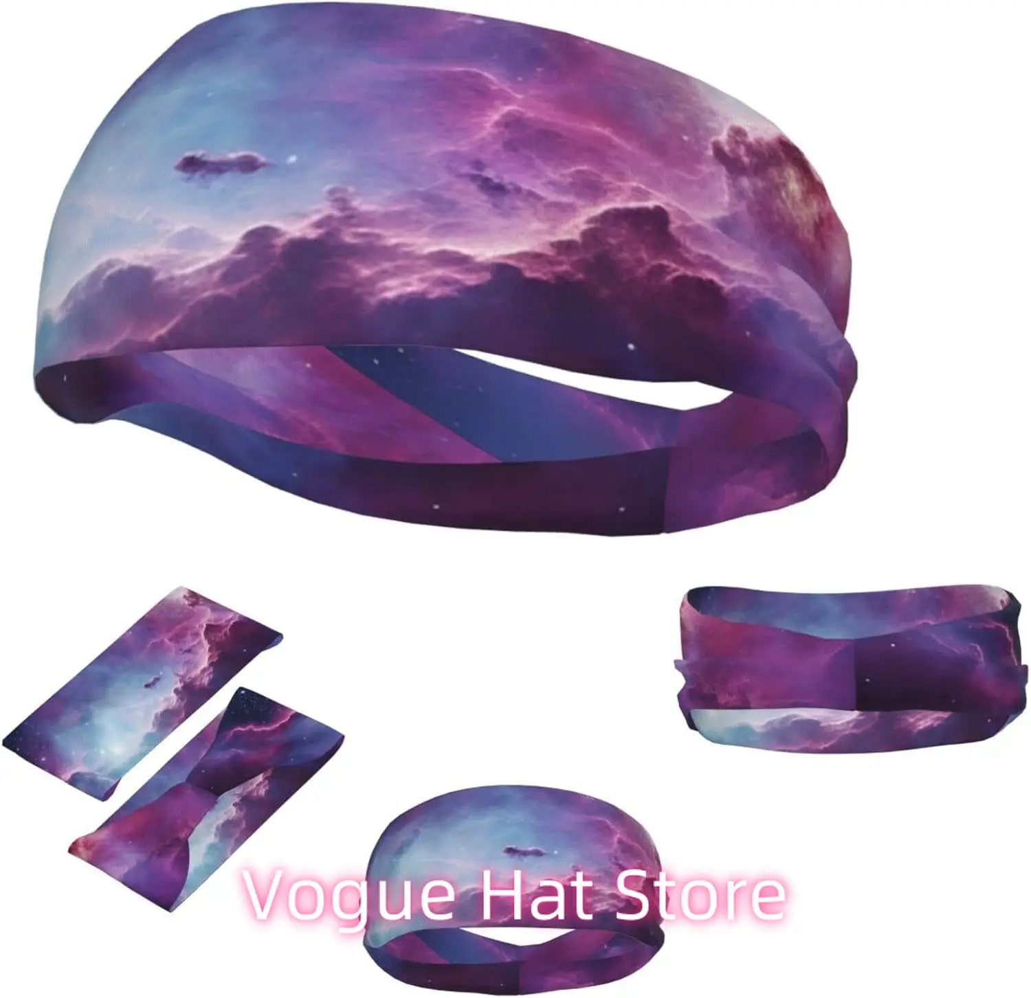 

Sports Headband for Men Women Moisture Wicking Athletic Sweatband Purple&Blue Galaxy Workout Sweat Bands Non Slip Headbands