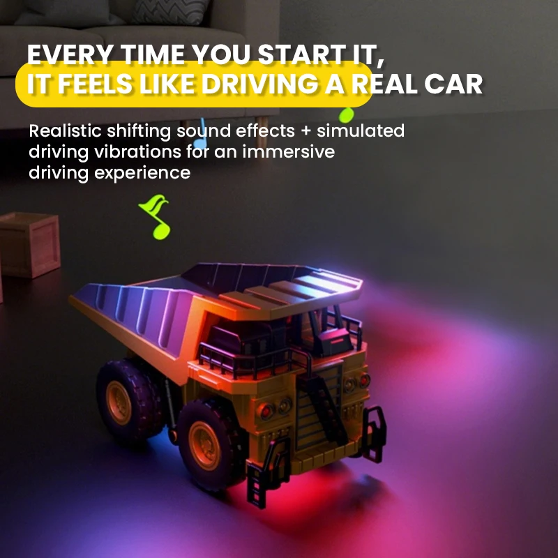 Camion Ribaltabile RC 1/64, Escavatore Telecomandato in Lega con Luci e Musica, Mini Auto Giocattolo in Lega, Modellino Veicolo, Regalo di Natale