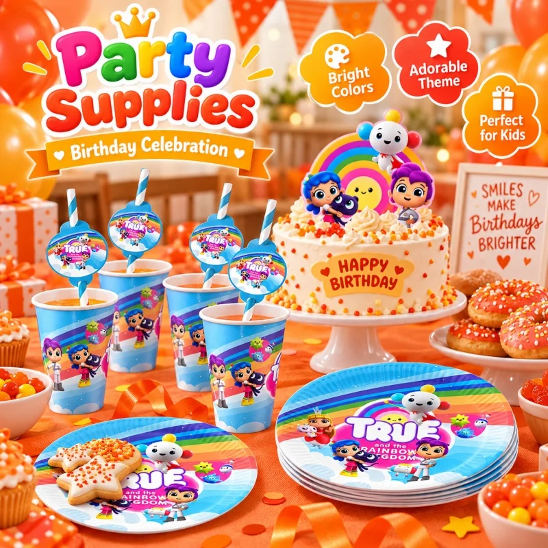 True Rainbow Kingdom Happy Birthday Party Decoration Tableware Set Cute Character Prints Practical Durable Bestselling Supplies