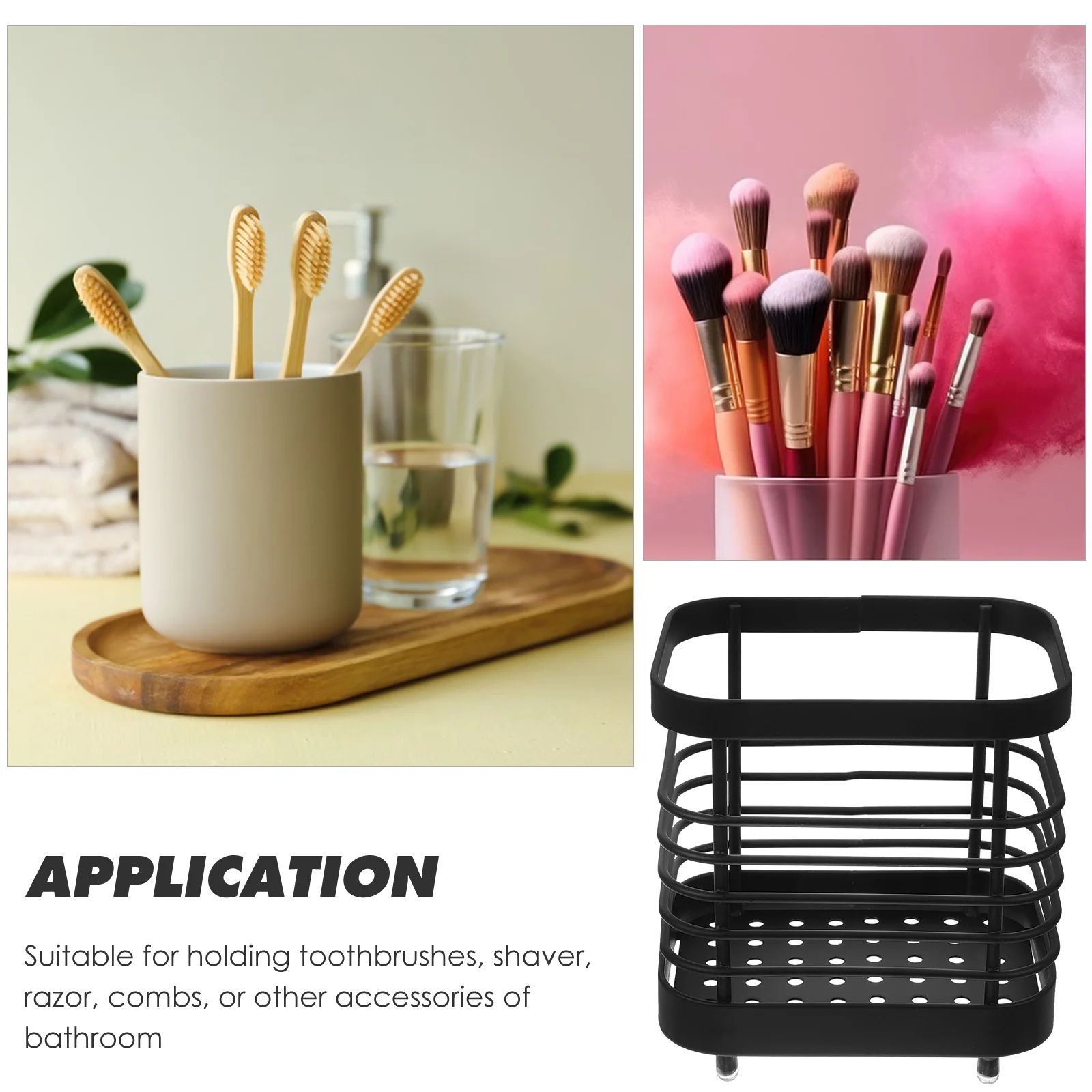 

Stainless Steel Toothbrush Holder Black Small Thickened Bathroom Accessories Reusable St Metal Shelf For Shower Home