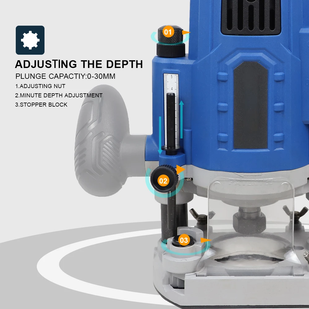Corded Plunge Router Electric Hand Planer with Parallel Guide Holder Wood Router for Woodworking Engraving Slotting Carving