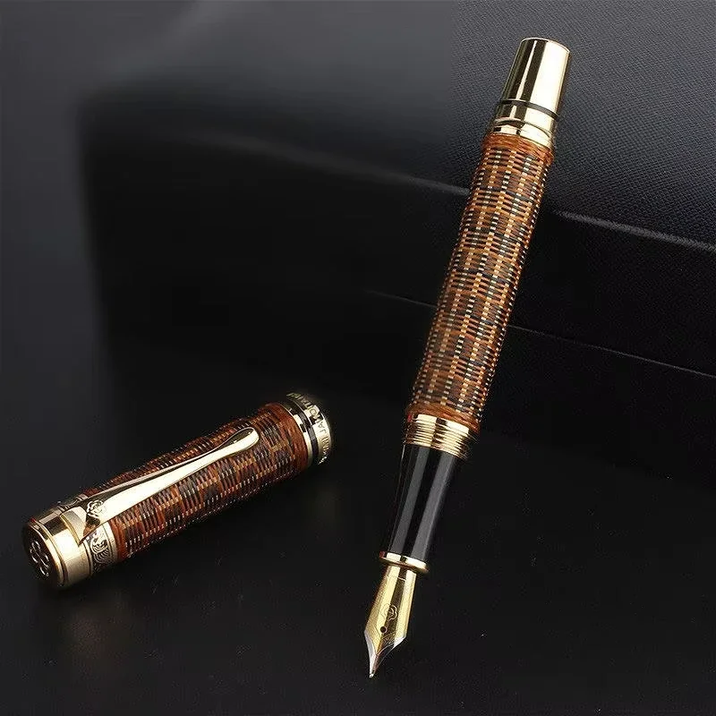 New HERO H671 Bamboo Weaving Fountain Pen 0.5mm Nib Ink Pen Business Office Gift Smooth Writing School Supplies Calligraphy Pen