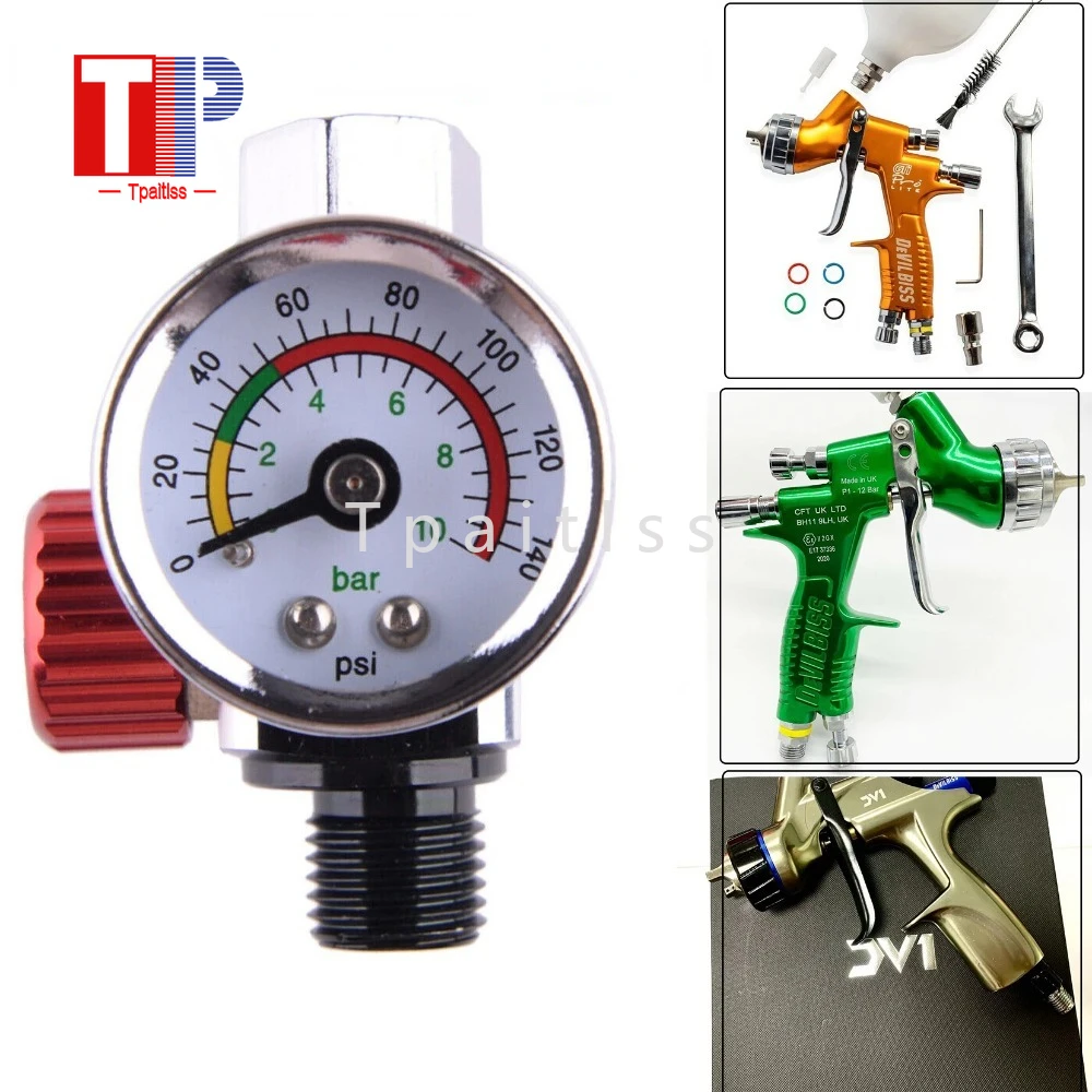 

Tpaitlss 1pcs Car Air Regulator Pressure Gauge Tool fit for Devilbiss Iwata 0-140 PSI new