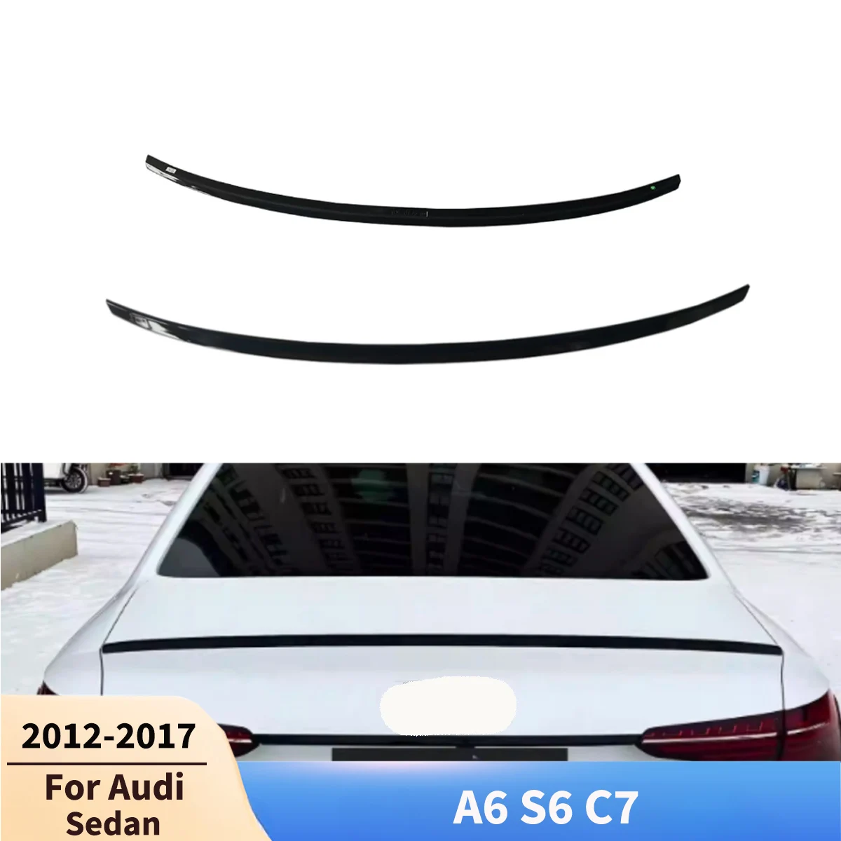 

For Audi A6 S6 C7 2012-2017 Sedan S Style Car Rear Trunk Lip Spoiler Splitter Tail Fin Guard Board Kits Extension Bodykit Tuning