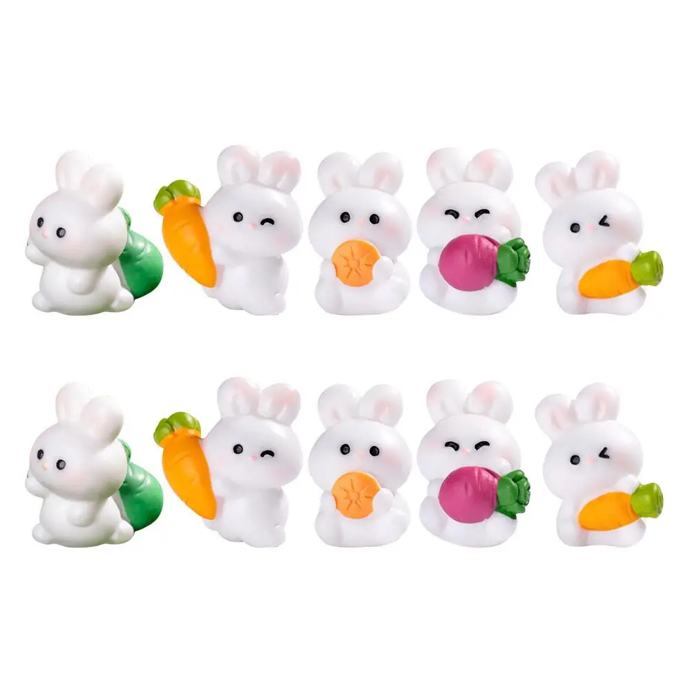

10 Pcs Cute Bunny Figurines Mini Rabbit Ornament Miniature Fairy Garden Miniatures