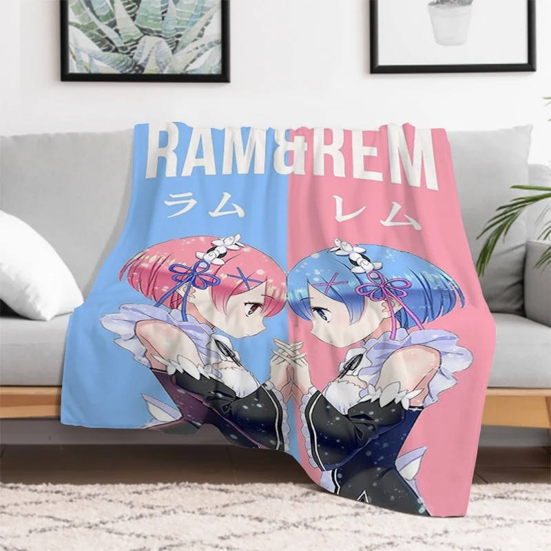 

Rem Ram Cute Anime Blankets for Decorative Sofa Blanket Furry Winter Warm Throw & Throws Bed Double Fluffy Soft Custom Fleece