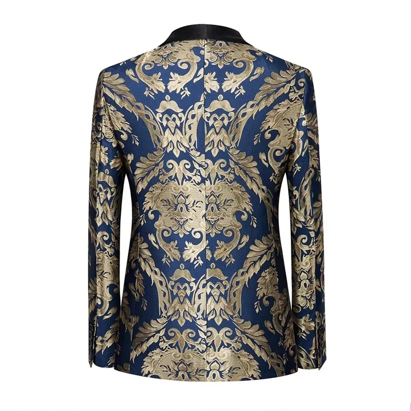 Men’s Business Social Jacquard Suits Blue / Red Fashion Homme Luxury Wedding Prom Party Dress Blazer and Pant - Image 5