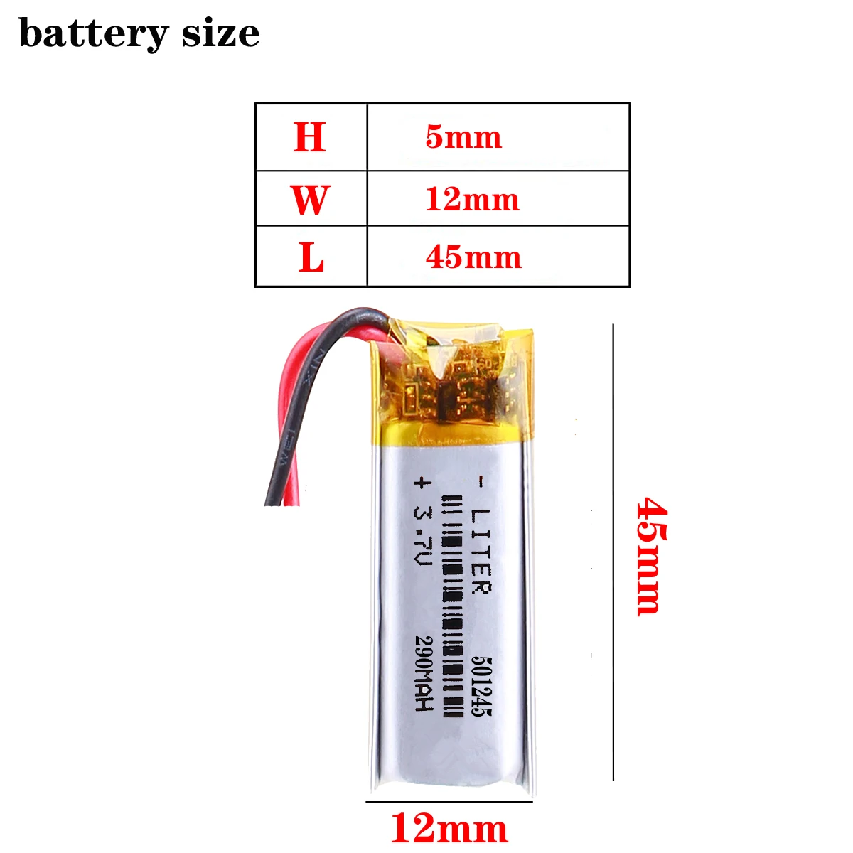 Polymer 3.7v 501245 051245 290mah self timer rod Bluetooth headset point pen lithium battery factory direct