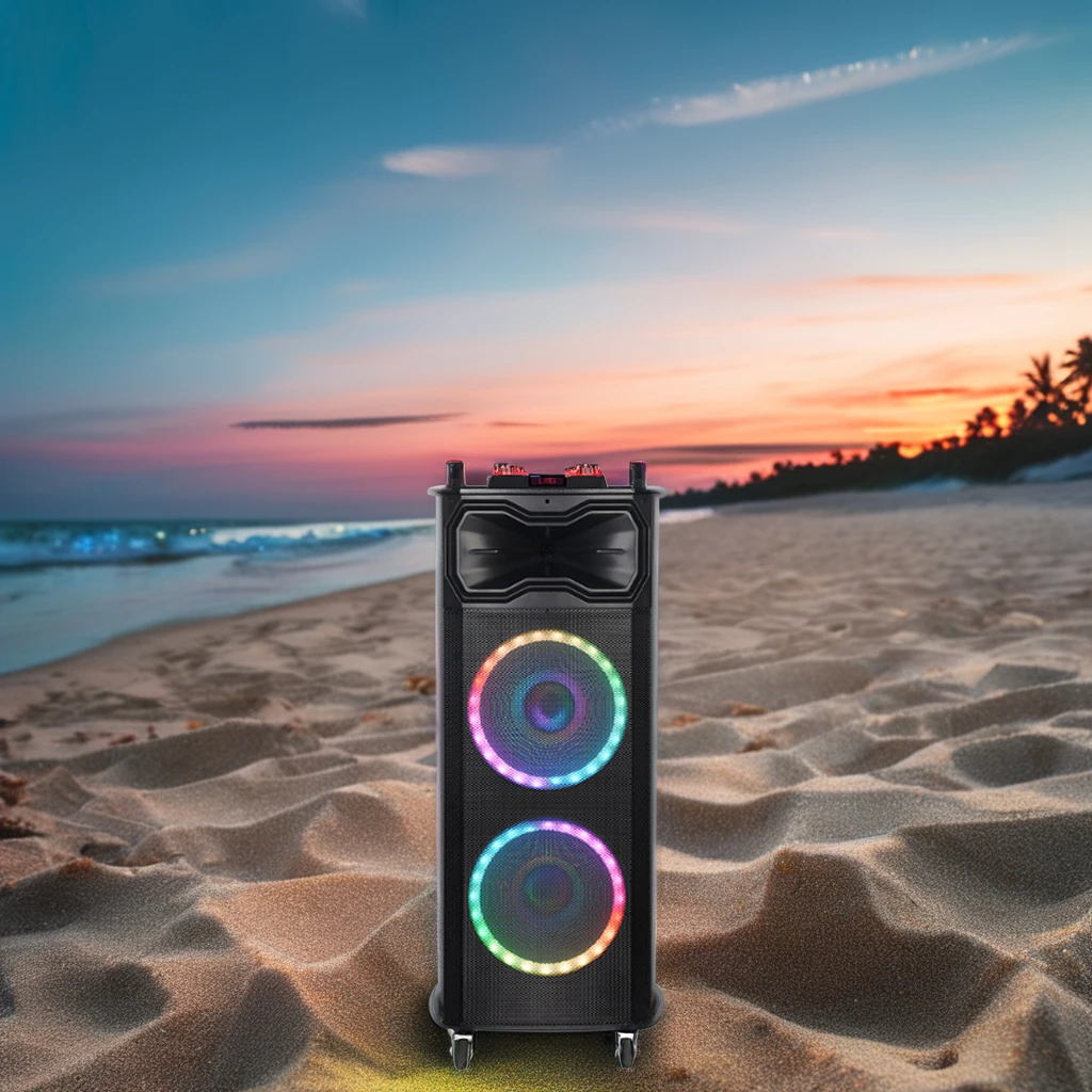 

Redwingy NDR-1218 100W High Power Dual 12inch Karaoke Speaker System Blue Tooth Party Stage Speaker Large Portable 2 Mic Outdoor