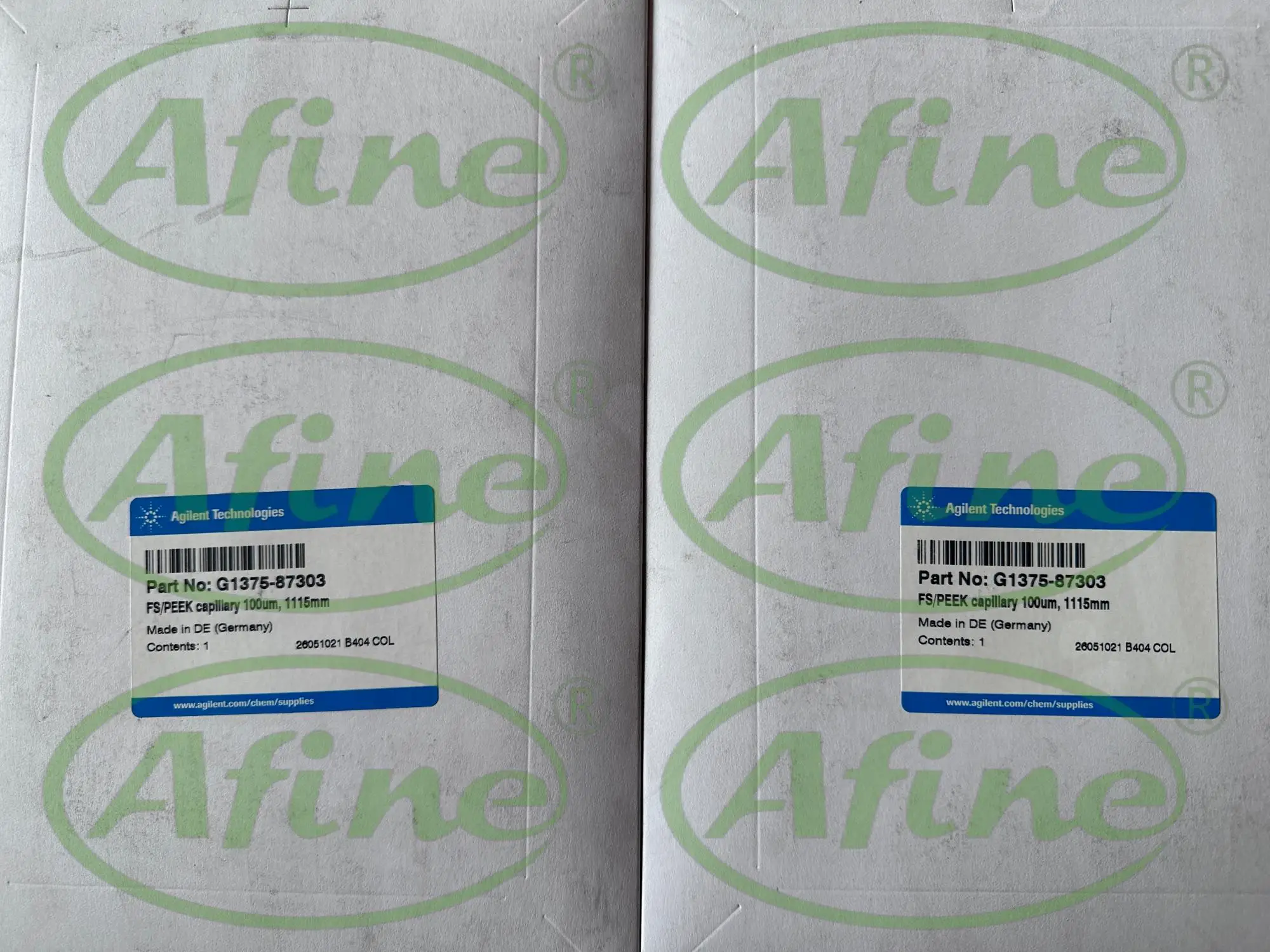 

AFINE Agilent PEEK Coated Fused Silica Capillaries G1375-87303 Fused Silica Capillary 100µm 110cm