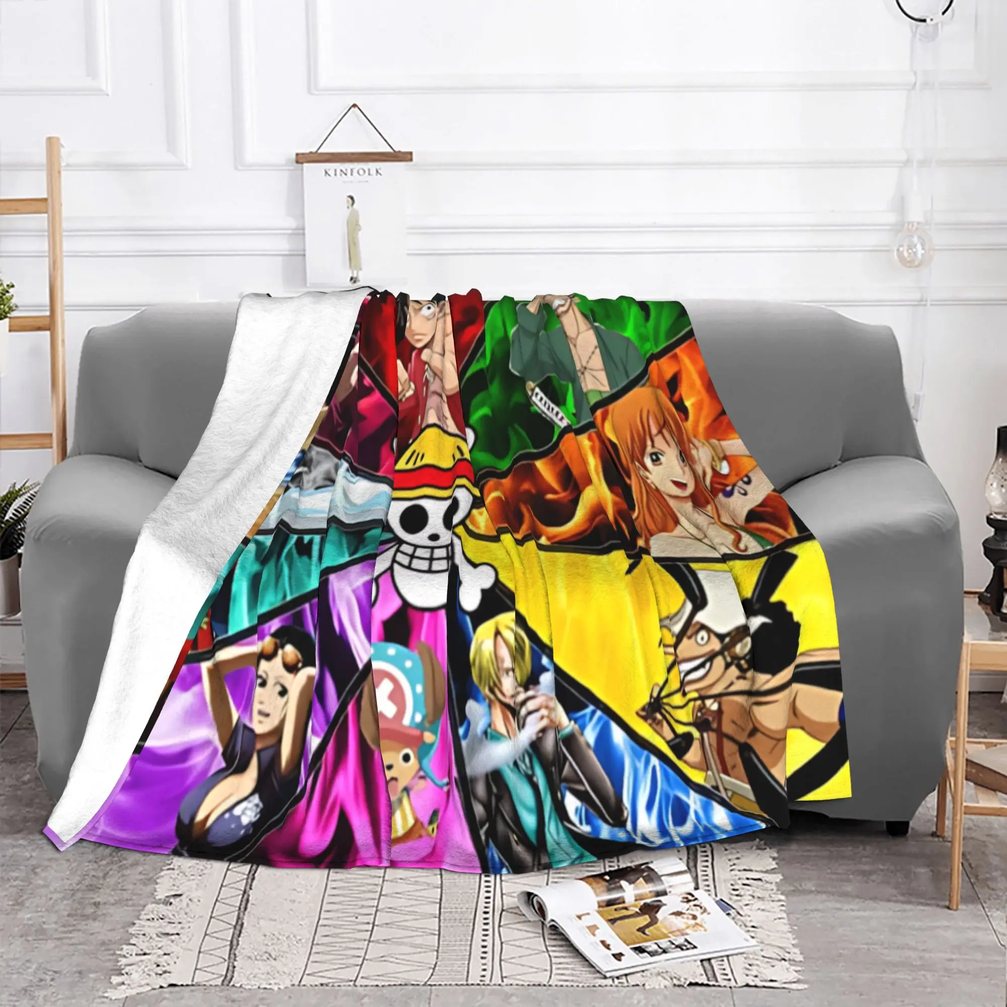 1PC home Cutecore Straw Hat Crew Color Wheel Graphic One-Piece Blanket Super Cosy Plush Home Living Room Sofa halloween