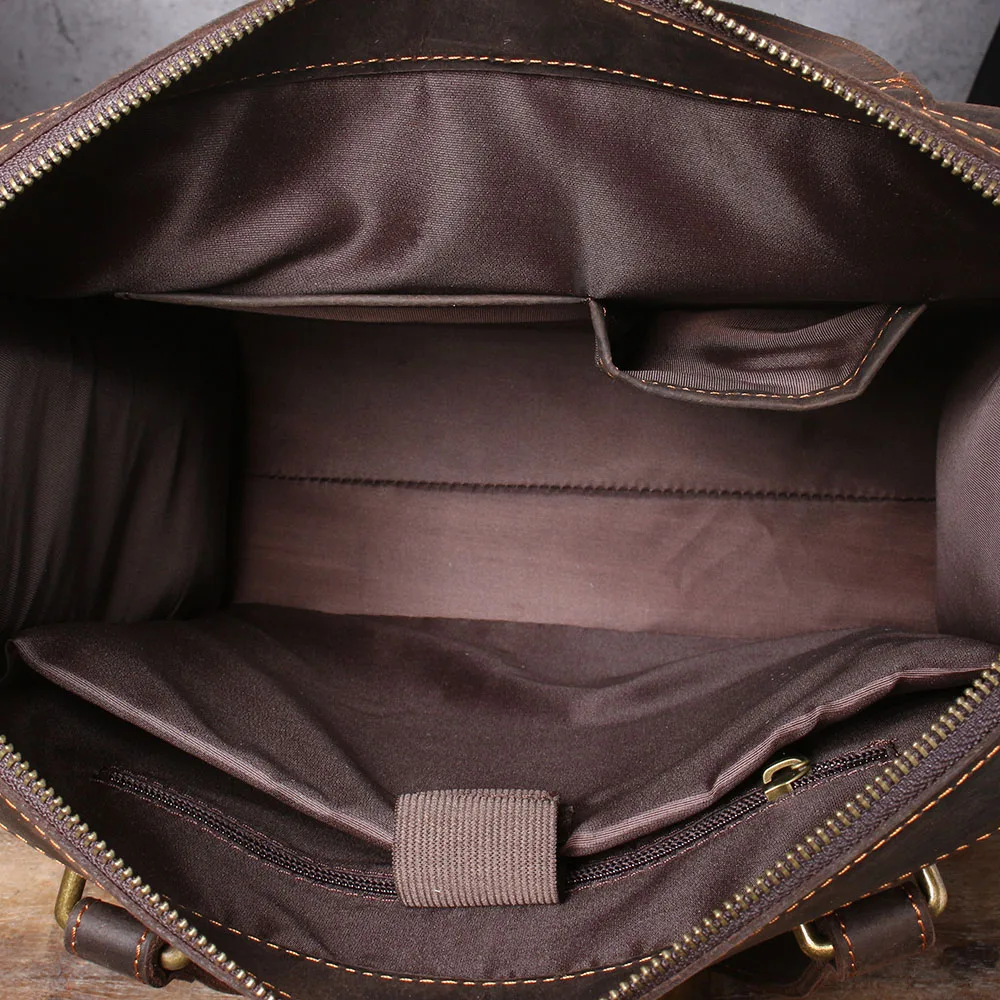 S.WORKER Vintage Echtleder Laptop-Rucksack Herren Casual Schultasche Crazy Horse Rindsleder Tasche Aktentasche Umhängetasche – Detail 14