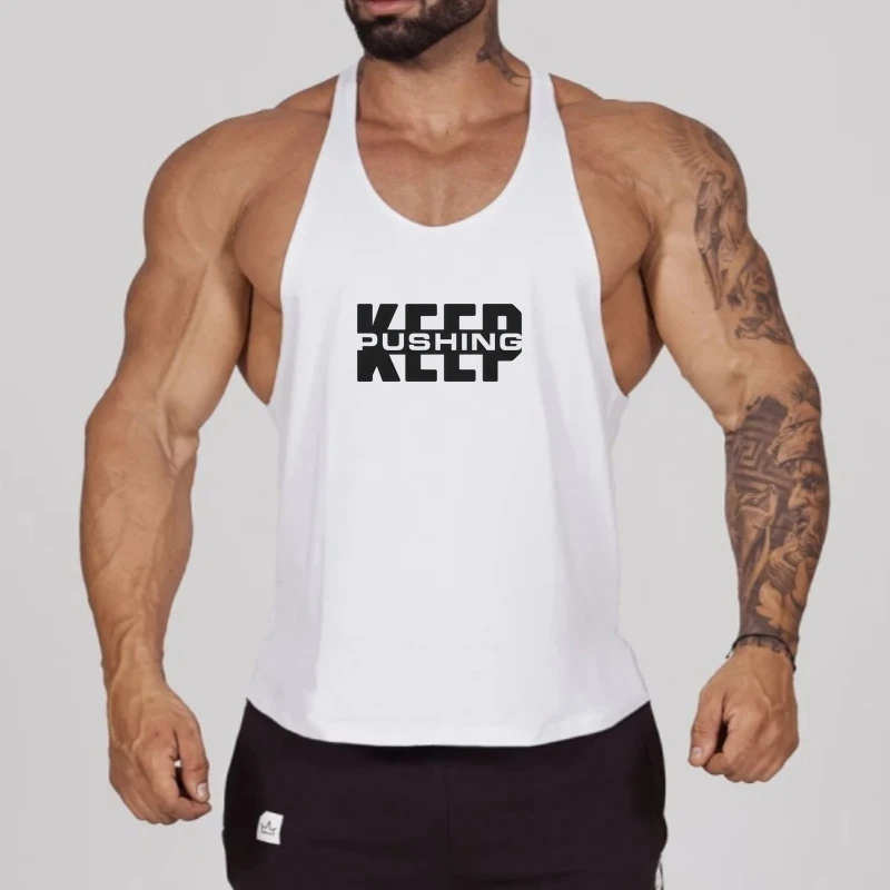 سترة كمال الأجسام للرجال - ملابس علوية ضيقة من القطن بدون أكمام للرجال في صالة الألعاب الرياضية واللياقة البدنية لتدريب العضلات وراحة التمرين #1