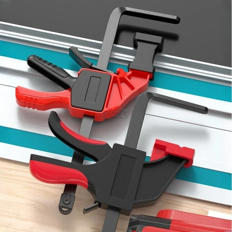 

Quick Release F Clip Thin Saw Fast Clamping Track Clamp Woodworking Strong Ratchet Clip Track Bottom Groove Universal Fixed Clip