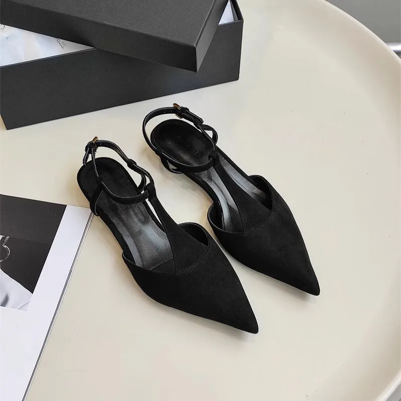 Mrxmus Dutit 2024 Summer New Fashion Women New Pointed Head Flat Sandals Elegant Versatile Solid Simple Shoes Female Chic Pumps